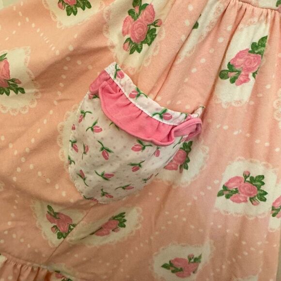 Eleanor Rose Louise Dress Pink Lace & Rose Print Jersey Size 5-6 - Picture 3 of 5